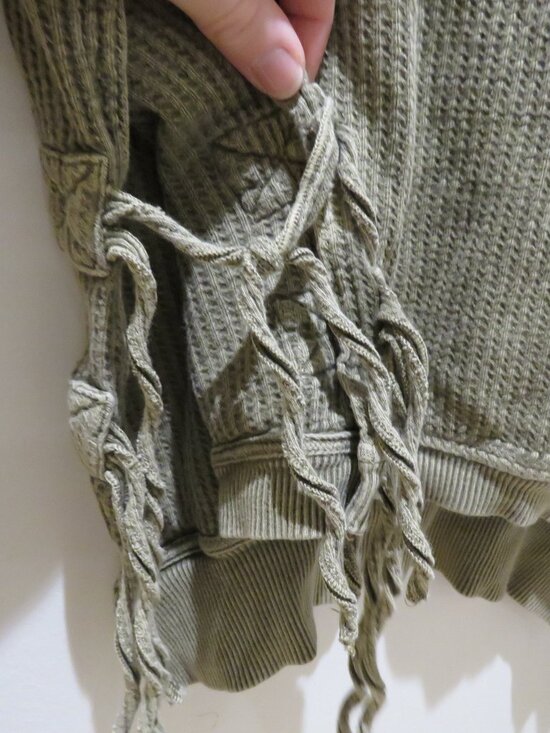 FREE PEOPLE FP ONE Cropped Interlaken Thermal Top Moss Green Small Boho Casual - Picture 9 of 15